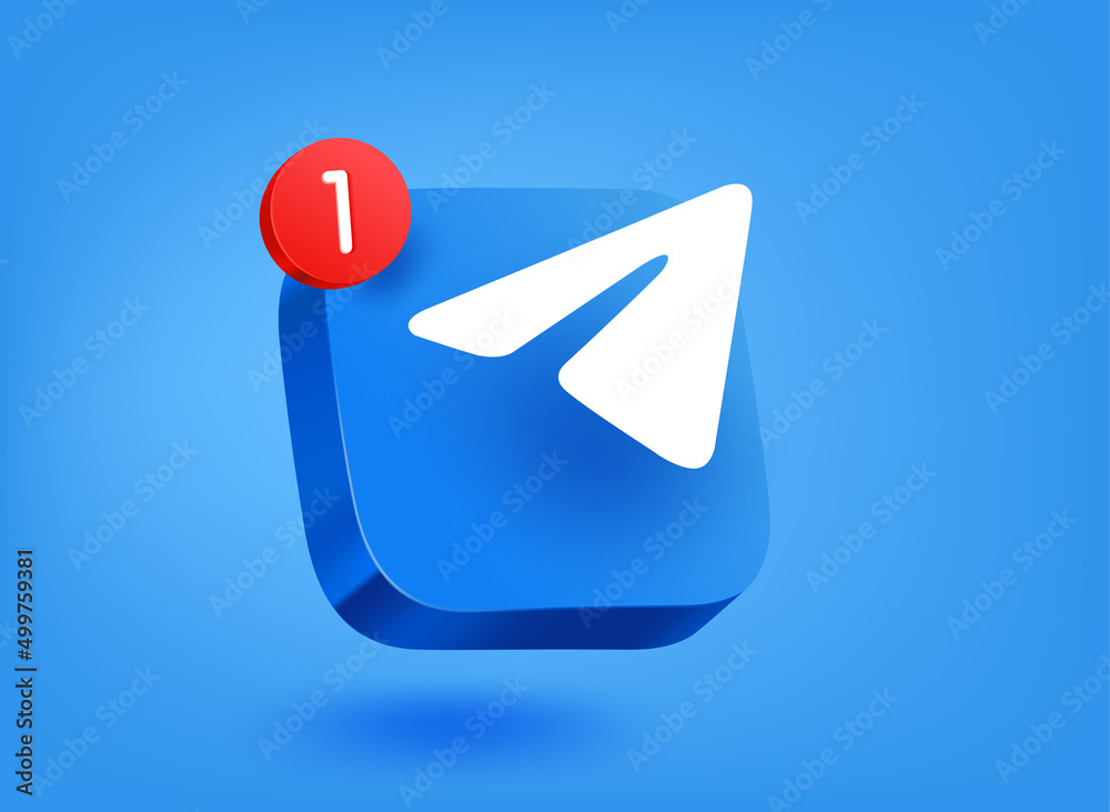 Fototapete new message concept. 3d vector mobile application icon with notification