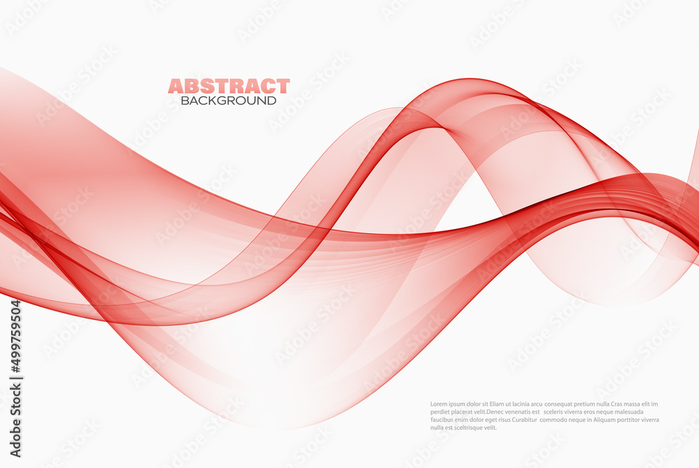 Wall mural transparent smooth red wave,flow of transparent lines.abstract wave vector background.