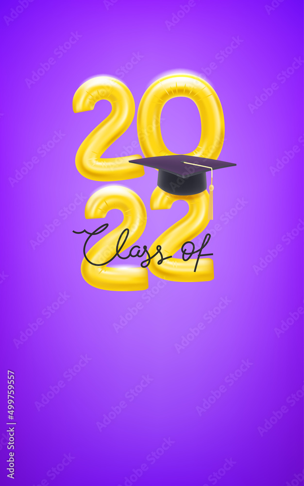 Poster Class of 2022 vector vertical card with calligraphic inscription