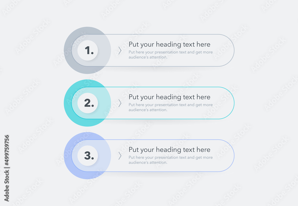 Fototapete modern diagram with three steps with numbers and a place for your text. easy to use for your website