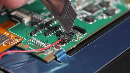 Disconnecting the connection on motherboard with carpet cutter.