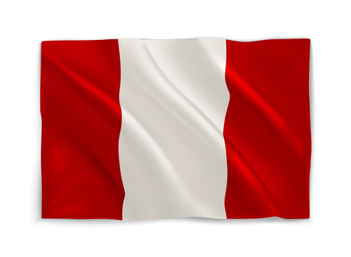 Read and white flag of Peru. 3d vector object isolated on white