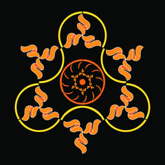 Pattern logo. Orange yellow patterns on a black background. Exclusive sign for the company.