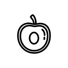 Apricot flat outlined icon. Vector fruit logo isolated on white background. Vegan food symbol, media glyph for web