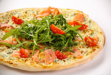 Italian Pizza with salmon and cheese
