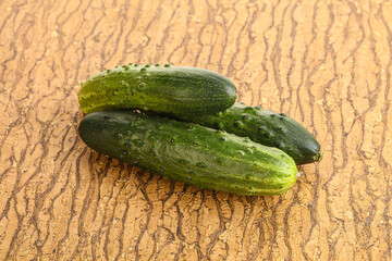 Fersh juicy green cucumbers heap