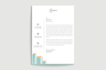 Real estate business letterhead design. Creative Clean business style print ready letterhead design for your corporate building and real estate project. The Letterhead Element Of Stationery Design