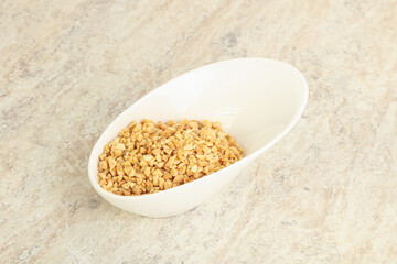 Crunched roasted peanut in the bowl