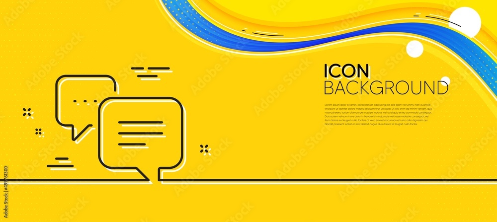Wall mural dots message line icon. abstract yellow background. chat comment sign. speech bubble symbol. minimal - Wall murals