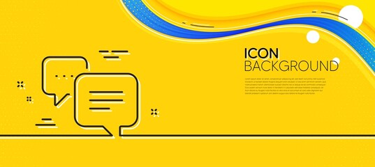 Naklejka na ściany i meble Dots message line icon. Abstract yellow background. Chat comment sign. Speech bubble symbol. Minimal dots message line icon. Wave banner concept. Vector