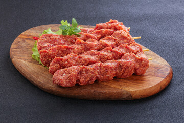 Raw beef kebab minced meat