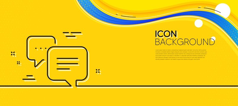 Dots message line icon. Abstract yellow background. Chat comment sign. Speech bubble symbol. Minimal dots message line icon. Wave banner concept. Vector