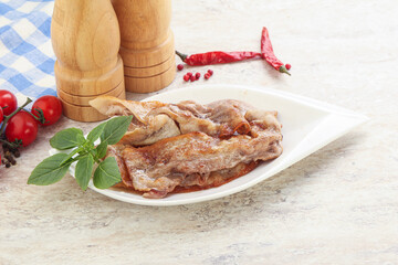 Fried pork bacon for breakfast