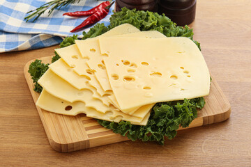 Sliced maasdam cheese for breakfast