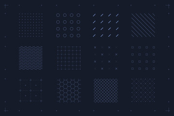 HUD texture. Geometric shape set for business design. Futuristic pattern for web user interface. Vector illustration