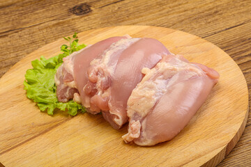 Raw chicken boneless and skinless leg