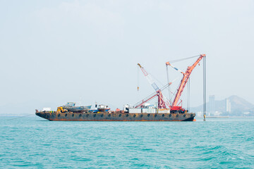 Fototapeta premium Floating dock crane derrick, Derrick crane for Offshore Service