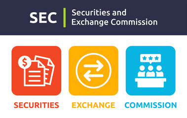 SEC stands for Securities and Exchange Commission. Vector illustration - obrazy, fototapety, plakaty