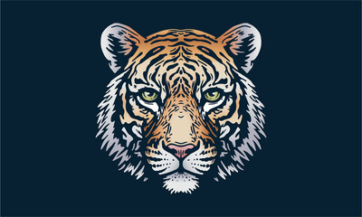 Bengal tiger on dark background, vector, illustration logo, sign, emblem.