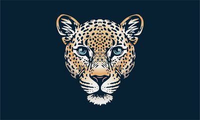 Indian leopard on dark background, vector, illustration logo, sign, emblem.
