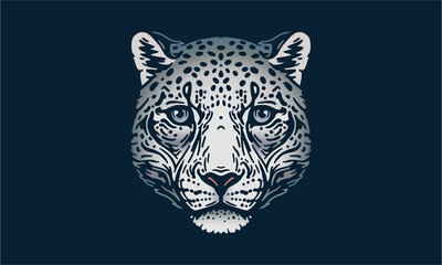 Snow leopard on dark background, vector, illustration logo, sign, emblem.
