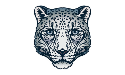 Snow leopard on light background, vector, illustration logo, sign, emblem.