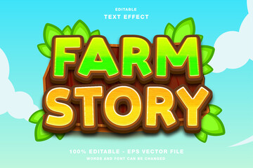Farm Story Cartoon Game Text Effect