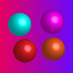 Set Of Glossy Balls, 3d