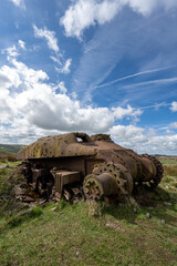 Abandoned Sherman tank at The Roaches, Upper Hulme in the Peak District National Park.