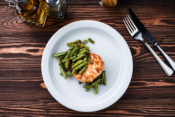 chicken fillet with asparagus, fried chicken with asparagus