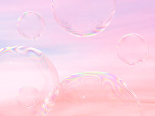 Beauty fashion background with water bubbles for cosmetic product display. 3d rendering.