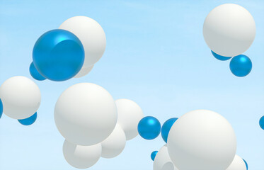 Beauty fashion background with floating white sphere for cosmetic product display. 3d rendering.