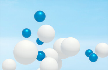 Beauty fashion background with floating white sphere for cosmetic product display. 3d rendering.