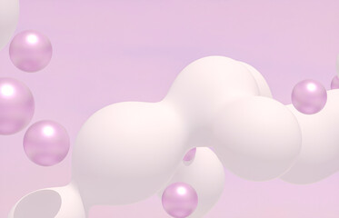 Beauty fashion background with floating white sphere for cosmetic product display. 3d rendering.