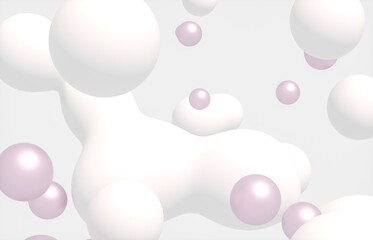 Beauty fashion background with floating white sphere for cosmetic product display. 3d rendering.