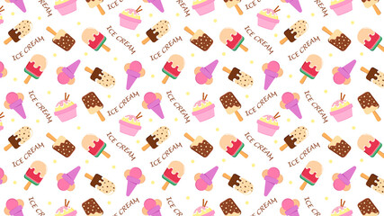Pattern with ice cream. Dessert theme.