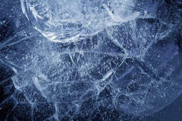 beautiful blue ice with cracks. frosty texture - obrazy, fototapety, plakaty