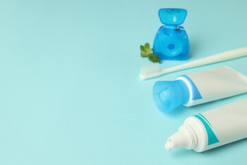 Concept of tooth or oral care, space for text
