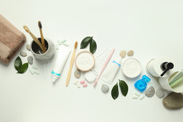 Concept of tooth or oral care, top view