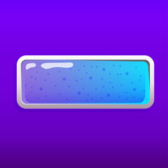 Game button in 2d style on colorful background. Options panel settings button blue. Cartoon vector illustration. Game ui for mobile casual games, ui kit, menu.