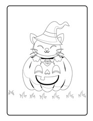 Halloween Coloring page. You Can Use Easily For Your KDP Interior.