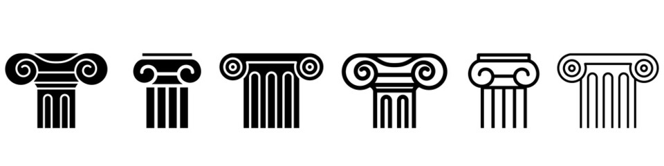 Column icon vector set. law illustration symbol collection. justice sign. greece logo.