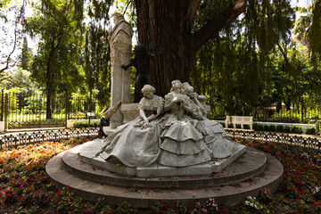 Becquer monument in the park in Sevilla