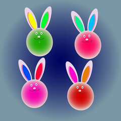 set of easter rabbits cute and aesthetics looks.