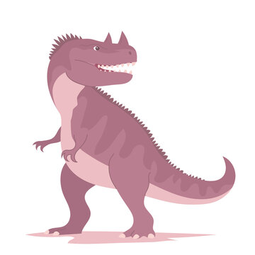 Scary ceratosaurus. Ancient pangolin. Predatory dinosaur hunter of the Jurassic period. Vector cartoon illustration isolated on a white background