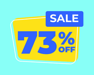73% off tag seventy three percent discount sale blue letter yellow background