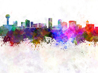 Knoxville skyline in watercolor background - obrazy, fototapety, plakaty