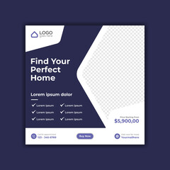 Real estate house social media post or square flyer template design