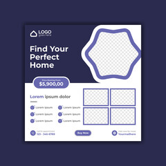 Real estate house social media post or square flyer template design
