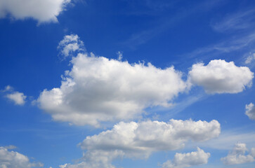 Naklejka na ściany i meble blue sky with white fluffy cloud background